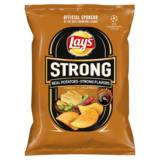 Lay's Strong Smažené bramborové lupínky s příchutí sýra a pikantních papriček 65g