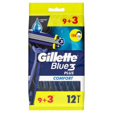 Gillette Blue3 Plus Comfort, Disposable Razors For Men, 12-Pack Razors