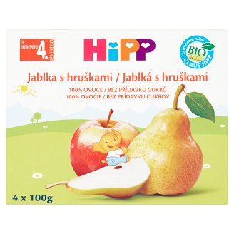 HiPP Bio ovocný příkrm jablka s hruškami 4 x 100g
