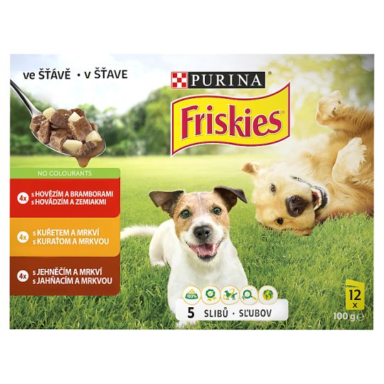 FRISKIES® PES VitaFit výběr s hovězím, kuřetem a jehněčím ve šťávě 12 x 100g