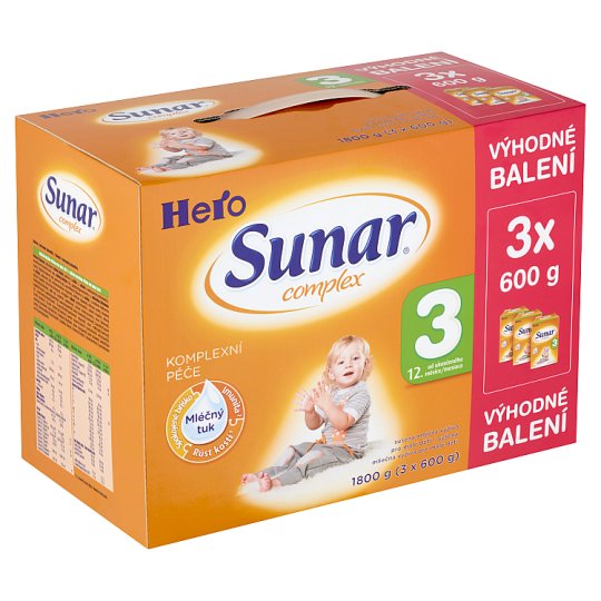 Sunar Complex 3 sušená mléčná výživa pro malé děti 3 x 600g