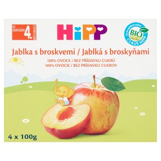 HiPP Bio ovocný příkrm jablka s broskvemi 4 x 100g