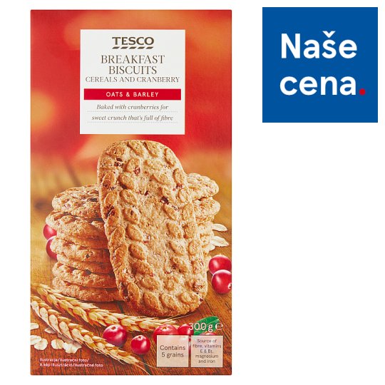 Tesco Cereální sušenky s klikvami 6 x 50g