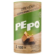 PEPO Dřevěný podpalovač kostičky 100 ks