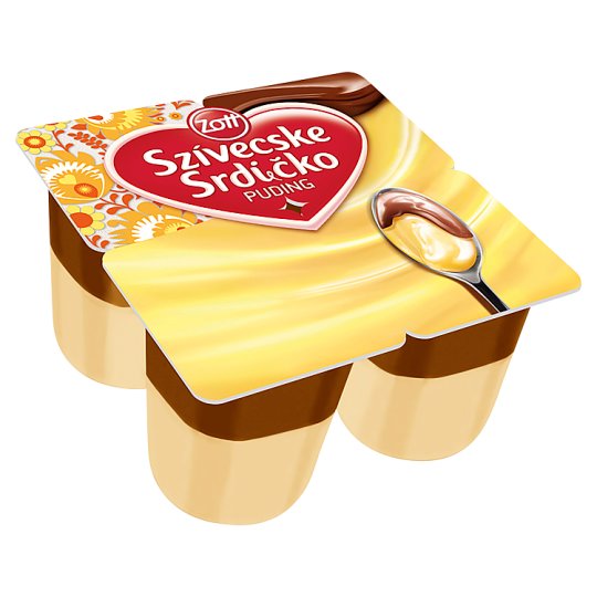 Zott Srdíčko puding vanilková příchuť s kakaovou polevou 4 x 125g