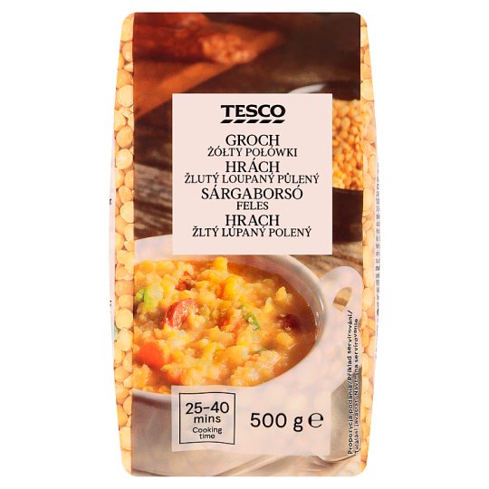 Tesco Yellow Peas Peeled Halved 500g