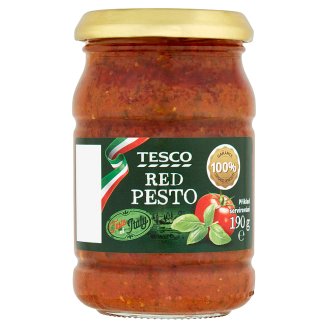 Tesco Pesto z rajčat, bazalky, polotučného tvrdého sýru a oříšků kešu 190g