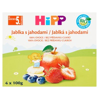 HiPP Bio ovocný příkrm jablka s jahodami 4 x 100g