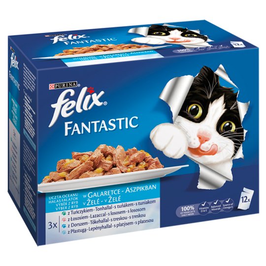 FELIX Fantastic výběr s lososem, platýsem, s tuňákem, s treskou 12 x 100g