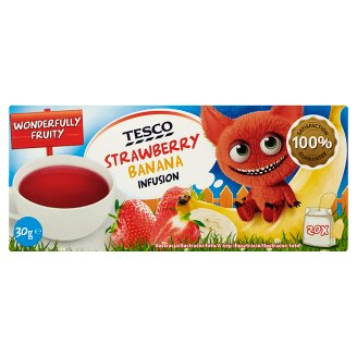 Tesco Ovocný čaj s jahodovo-banánovou příchutí 20 x 1,5g