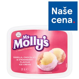 Tesco Ms Molly's Mražený krém s vanilkovou, čokoládovou a jahodovou příchutí 2l