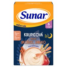 Sunar Milk Porridge for Good Night Semolina Flavor Cinnamon, Apple 210g