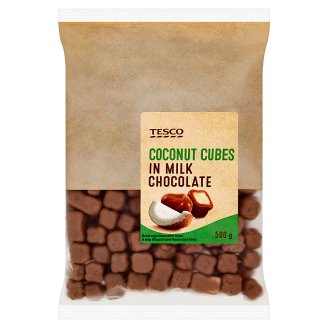 Tesco Kokosové kostky v mléčné čokoládě 500g