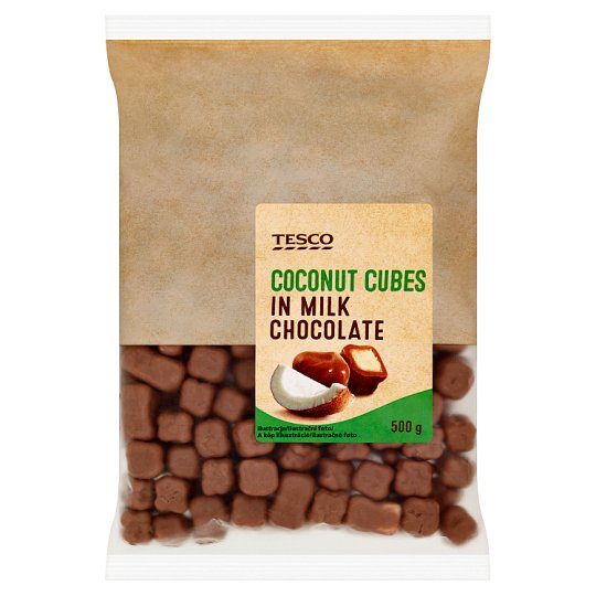 Tesco Kokosové kostky v mléčné čokoládě 500g