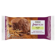 Tesco Free From Ovesné sušenky s hořkou čokoládou bez lepku 50g