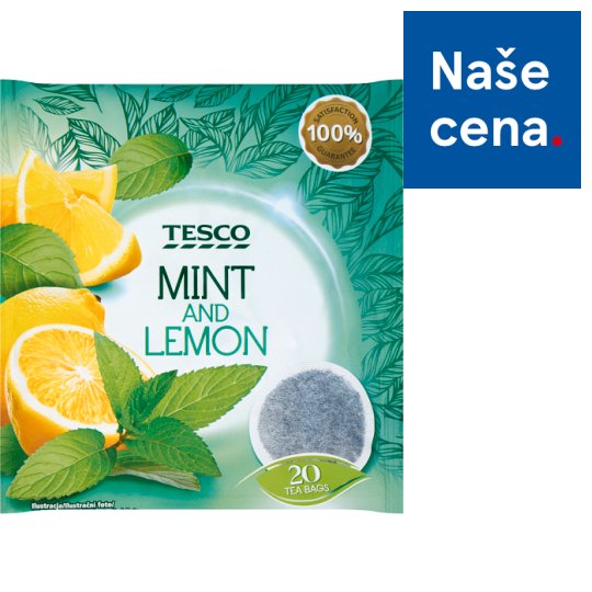 Tesco Bylinný čaj mátový s citronovou příchutí 20 x 2g