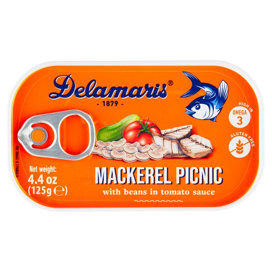 Delamaris Picnic Mackerel with Beans in Tomato Sauce 125g Tesco Groceries