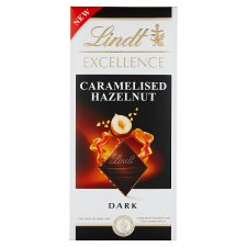 Lindt Excellence Hořká čokoláda s karamelizovanými lískovými ořechy a křupavými kousky karamelu 100g