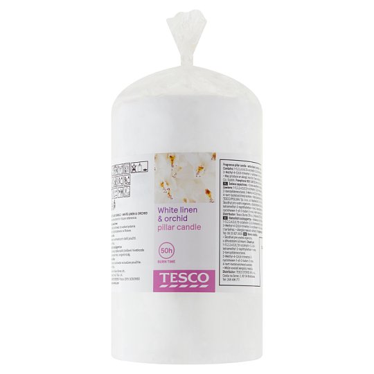 Tesco White Linen & Orchid Pillar Candle 352g Tesco Groceries