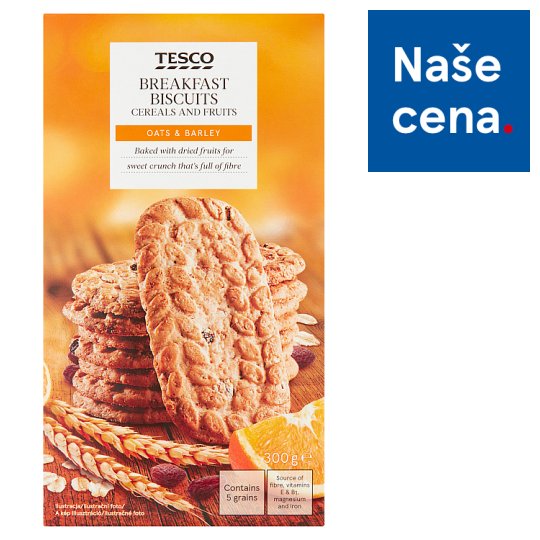 Tesco Cereální sušenky s müsli a ovocnými kostkami 6 x 50g