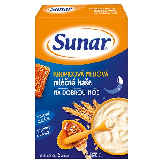 Sunárek Krupicová medová mléčná kašička na dobrou noc 225g