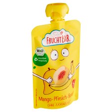 FruchtBar Organic Fruit Bag with Banana, Peach and Mango 100g