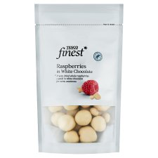 Tesco Finest Raspberries in White Chocolate 100g