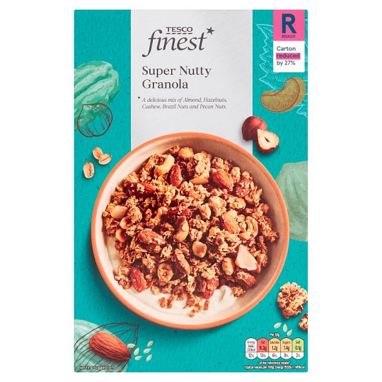 Tesco Finest Super Nutty Granola with Almonds, Hazelnuts, Cashew and Pecan Nuts 500g Tesco