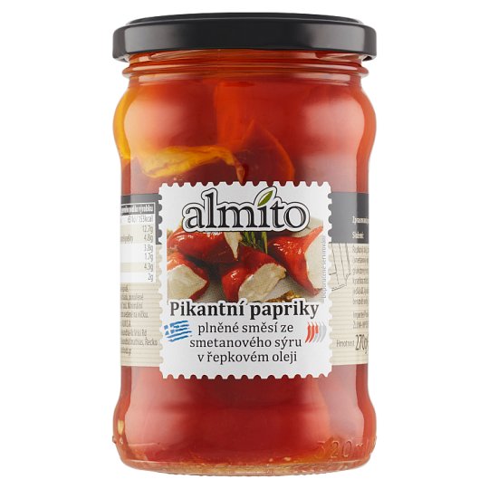 Almito Spicy Peppers Stuffed with a Mixture of Cream Cheese in Rapeseed Oil 270g