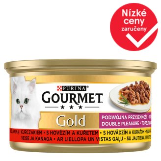 GOURMET Gold Double Pleasure s hovězím a kuřetem 85g