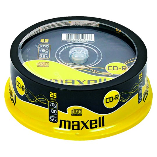 Maxell CDR Disc Spindle 25 pcs Tesco Groceries