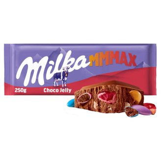 Milka Choco jelly mléčná čokoláda z alpského mléka s želé a praskajícími kuličkami 250g