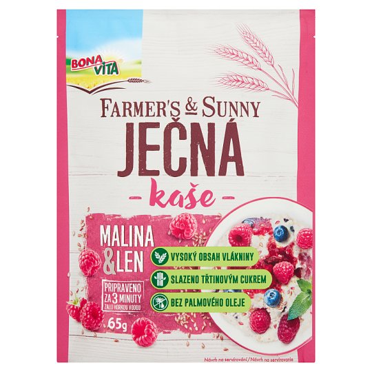 Bona Vita Farmer's & Sunny Ječná kaše malina & len 65g