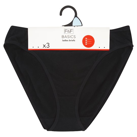 F&F High Leg Brief 3 Pieces in a Pack, M, Black