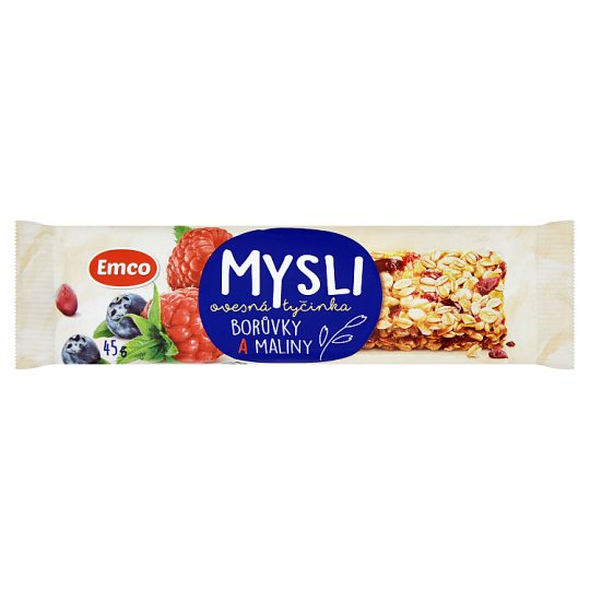 Emco Mysli Ovesná tyčinka borůvky a maliny 45g Tesco Potraviny