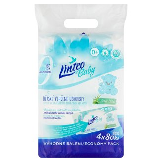 Linteo Baby Vlhčené dětské ubrousky pro podrážděnou pokožku 4 x 80 ks