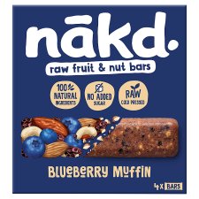 Nakd Blueberry Muffin ovocno-oříškové RAW tyčinky s borůvkami 4 x 35g (140g)