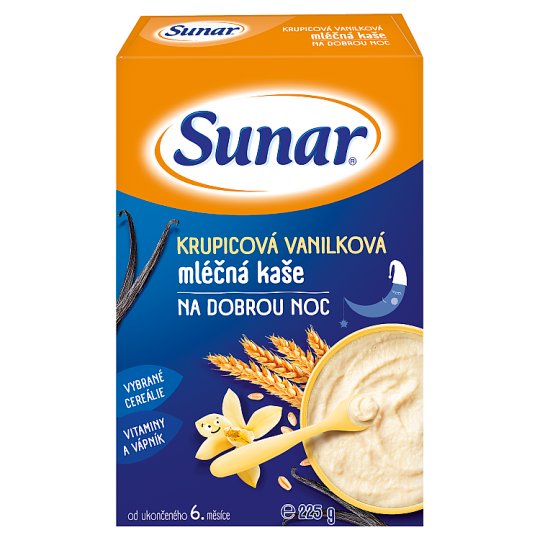 Sunar Mléčná kaše na dobrou noc krupicová vanilková 225g