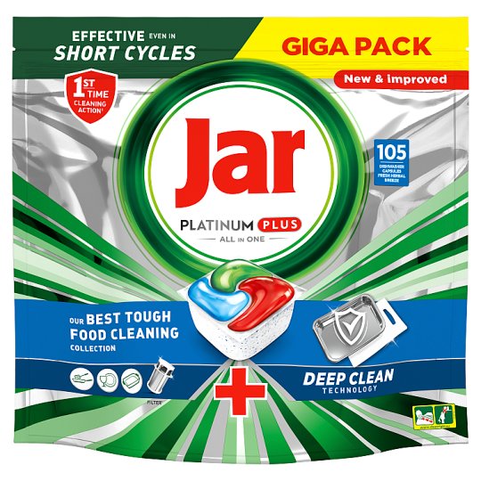 Jar Platinum Plus All in One Dishwasher Tablets Fresh Herbal Breeze
