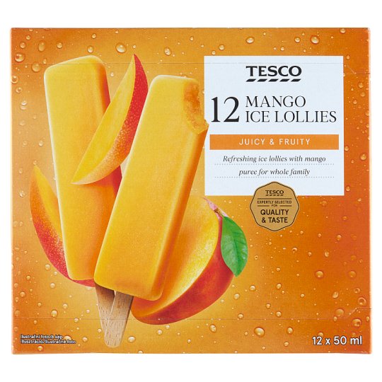 Tesco Mango Ice Lollies 12 x 50ml (600ml) Tesco Groceries