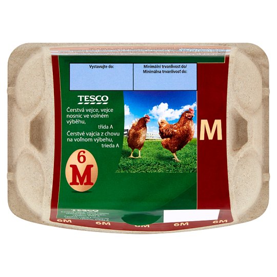 Tesco Čerstvá vejce, vejce nosnic ve volném výběhu M 6 ks
