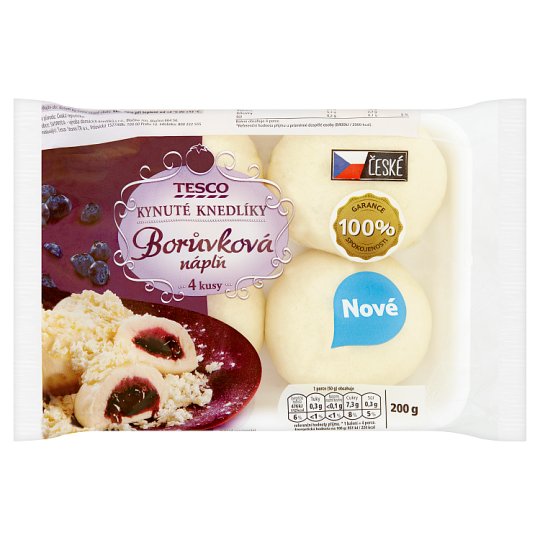Tesco Kynuté knedlíky s borůvkovou náplní 4 ks 200g