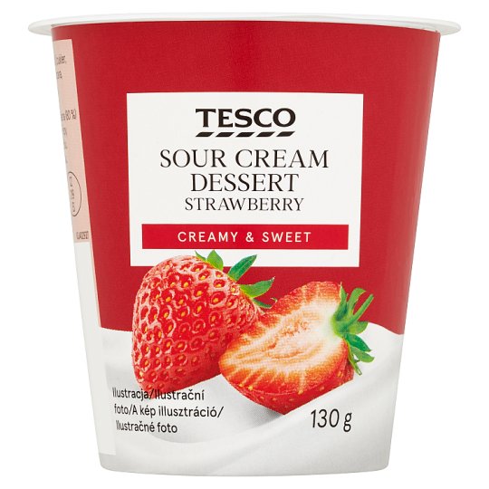 Tesco Dezert ze zakysané smetany s jahodami 130g