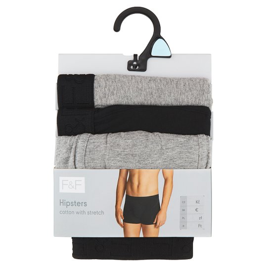 image 1 of F&F Men's Black-Gray Boxers with a Reduced Waist 3 pcs in Pack, L, Black