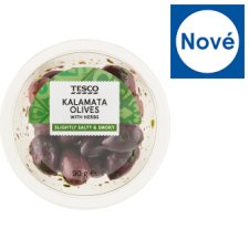 Tesco Marinované olivy kalamata s peckou a bylinkami 90g