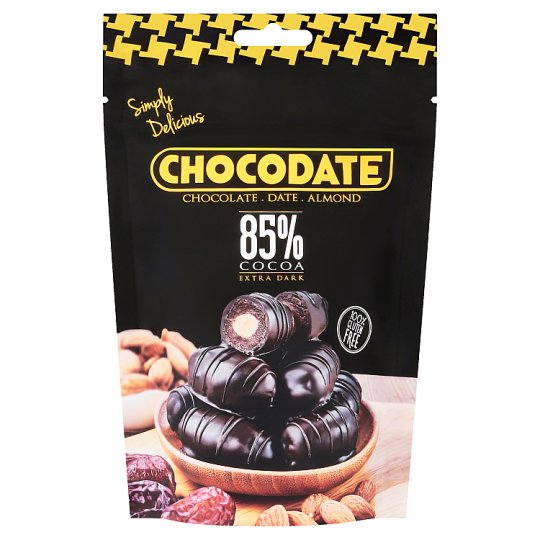 Chocodate Datle s mandlí uvnitř potažené extra hořkou čokoládou 100g