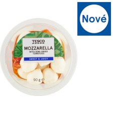 Tesco Kousky mozzarelly s polosušenými rajčaty 90g