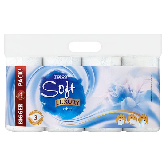 Tesco Soft Luxury White Toilet Paper 3 Ply 16 Rolls Tesco Groceries
