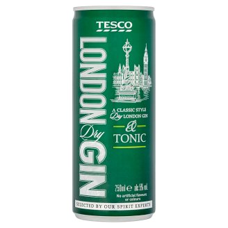Tesco London Dry Gin & Tonic 250ml