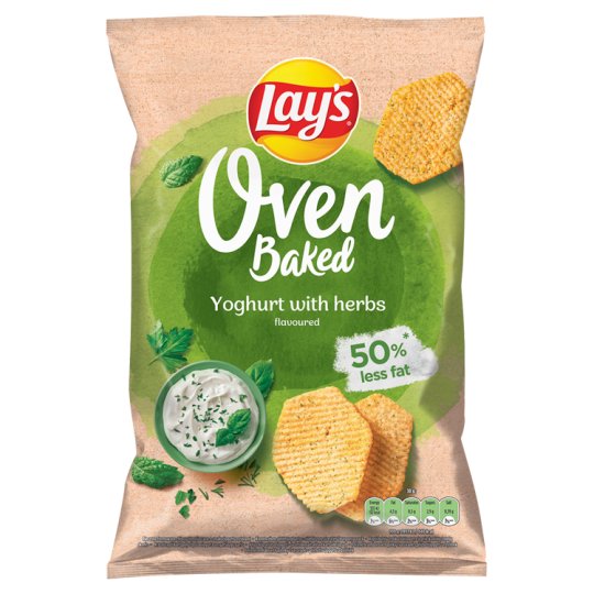 Lay's Oven Baked Pečené bramborové lupínky tvarované s příchutí jogurtu a bylinek 125g